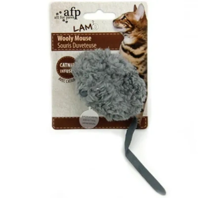 Игрушка (All For Paws) 2101  Lamb Мышка шерстяная с кошачьей мятой для кошек (1/8/48)