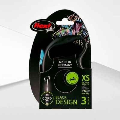 Рулетка (Flexi) Black Design XS трос 3м до 8кг голубой фото