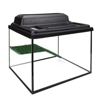 Террариум (Голдфиш) 25л (35,5*30,7*25) с черной крышкой, мостиком и диодной лампой Тер25F Е14 черМ