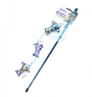 Игрушка (Pawise) 28315 Дразнилка для кошек Рыбка блестящая с кошачьей мятой 50см (1/48) фото