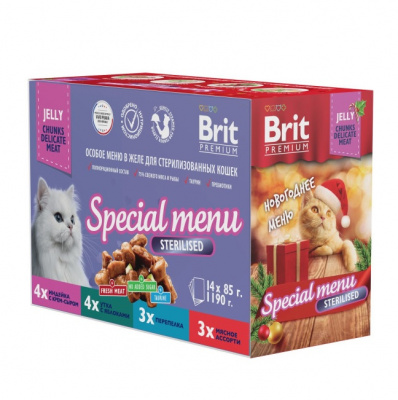 Brit Premium Набор 14шт по 0,085кг Особые меню Особое меню в желе для стерилизованных кошек (5055050) фото