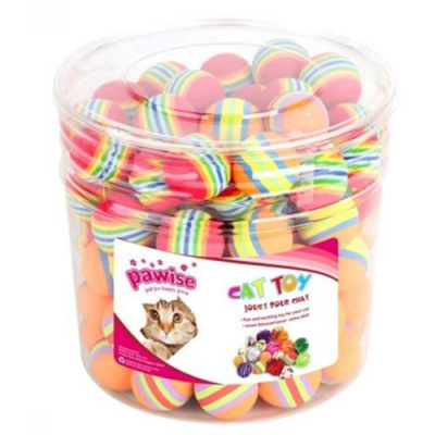 Игрушка (Pawise) 28101 Шарик радужный 4см для кошек (1/90/360) фото