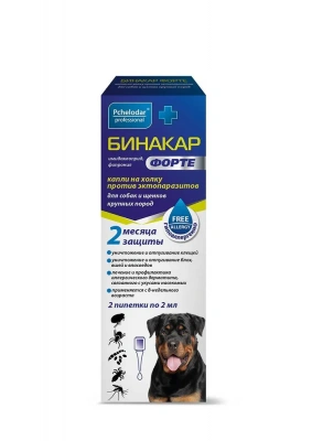 Бинакар Форте (Пчелодар) Капли на холку против эктопаразитов для собак и щенков крупных пород, 2пип по 2мл фото Бинакар Форте (Пчелодар) Капли на холку против эктопаразитов для собак и щенков крупных пород, 2пип по 2мл фото