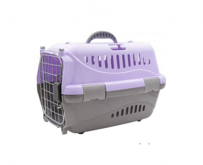 Переноска (Зооэкспресс) 17412 для животных "Турне" S АВИА с металлической дверцей  42*29*29,5 см фиолетовая