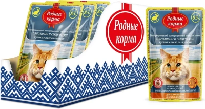 Родные корма 0,085кг с кроликом и сердечками кусочки в желе по-тульски для кожи и шерсти для кошек (044242) фото