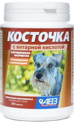 Витаминно-минеральная добавка Косточка с янтарной кислотой для собак 100таб / 200г (банка) NEW фото