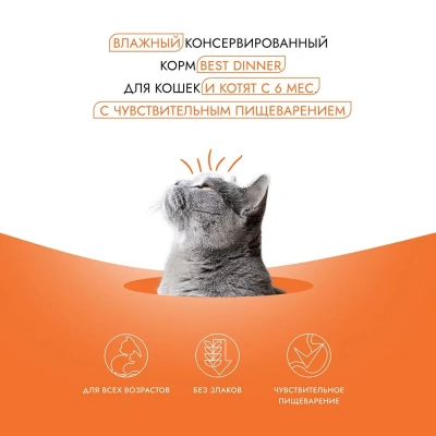 Best Dinner High Premium 0,1кг натуральная индейка для кошек  фото