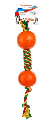 Гантель (Doglike) канатная средняя (желтый-зеленый-красный) фото