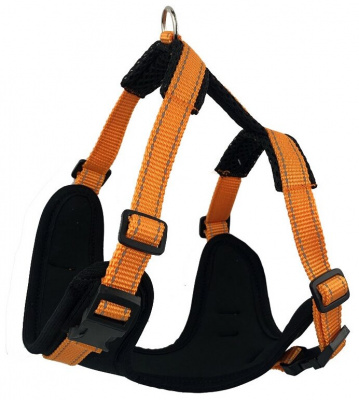 Шлейка (Зооэкспресс) 5803 А FRESH LINE M неопрен, капрон, сетка,ОГ 55-65 см, ОШ 37-47 см, черная с апельсиновым