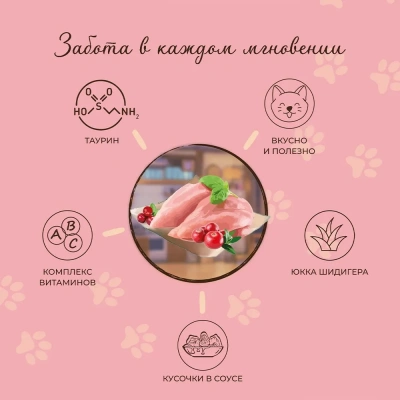 Edel Cat 0,085кг птица и клюква кусочки в соусе для стерилизованных кошек (405350) фото