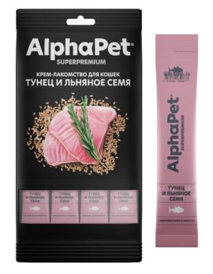 AlphaPet Superpremium (АльфаПет) 0,048кг крем-лакомство тунец льняное семя для кошек (654790) фото
