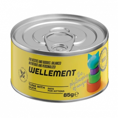 Wellement 0,085кг тунец с уткой паштет для котят фото Wellement 0,085кг тунец с уткой паштет для котят фото