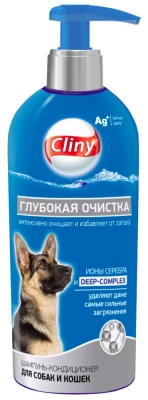 Шампунь-кондиционер (Cliny) Глубокая очистка с ионами серебра для кошек и собак, 300мл Шампунь-кондиционер (Cliny) Глубокая очистка с ионами серебра для кошек и собак, 300мл фото