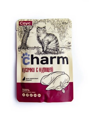 Charm 0,085кг курица в соусе пауч для кошек  фото Charm 0,085кг курица в соусе пауч для кошек  фото