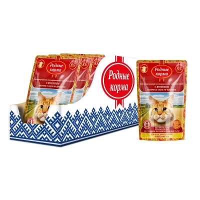 Родные корма 0,085кг с ягненком кусочки в соусе по-крымски для кошек с чувствительным пищеварением (043412) фото
