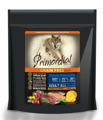 Primordial 0,4кг тунец, ягненок беззерновой сухой для собак (011539) Primordial 0,4кг тунец, ягненок беззерновой сухой для собак (011539)