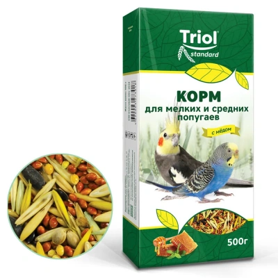 Triol Standard 0,5кг корм для мелких и средних попугаев с мёдом фото