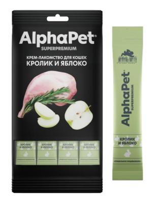 AlphaPet Superpremium (АльфаПет) 0,048кг крем-лакомство кролик яблоко для кошек (654844) фото