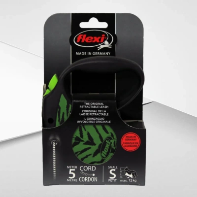 Рулетка (Flexi) Safari cord S трос 5м  12 кг зеленый тигр фото