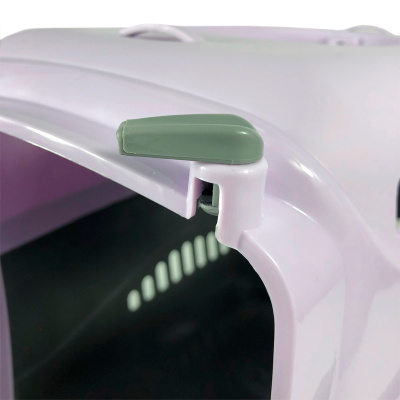 Переноска (Зооэкспресс) 18322 переноска для живот."Турне"L с металлической дверцей (коврик+ремень) 54.5*36*34 см фиолетовая фото