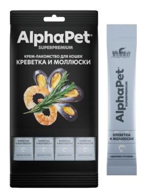 AlphaPet Superpremium (АльфаПет) 0,048кг крем-лакомство креветка моллюски для кошек (654820) фото