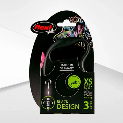 Рулетка (Flexi) Black Design XS трос 3м до 8кг розовый фото