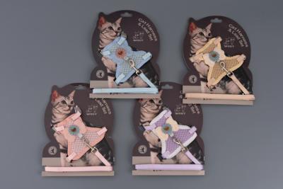 Комплект Wogy шлейка 11.5х10.5см с поводком 120х1см, микс для кошек фото