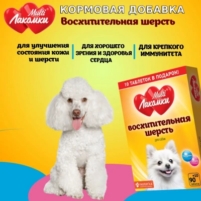 МультиЛакомки 0,05кг Восхитительная шерсть 100таб для собак кормовая добавка фото