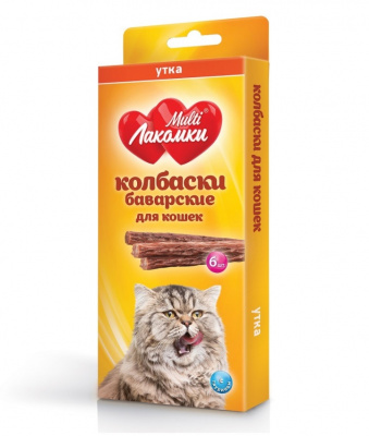 МультиЛакомки 0,03кг колбаски баварские из утки для кошек, 6шт фото