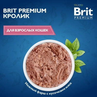 Brit Premium by Nature 0,1кг с мясом кролика консервы для кошек (51267) фото Brit Premium by Nature 0,1кг с мясом кролика консервы для кошек (51267) фото