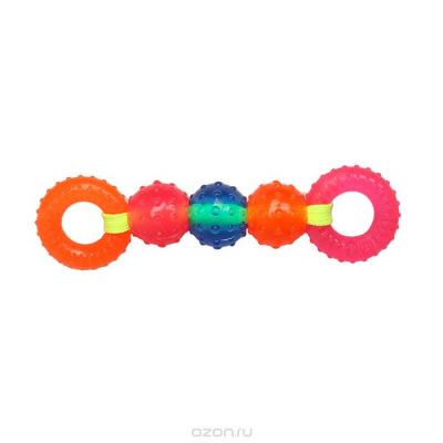 Игрушка Зивер "Шарики и кольца на веревке" розово-оранжевые 15 см