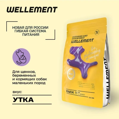 Wellement 2,5кг с уткой сухой для щенков мелких пород (003744) Wellement 2,5кг с уткой сухой для щенков мелких пород (003744)