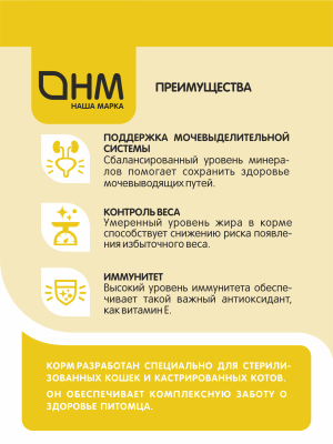 Наша Марка 15кг с цыпленком для стерилизованных и кастрированных кошек и котов сухой корм (777555) фото