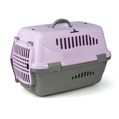 Переноска (Зооэкспресс) 18212 для животных "Турне" L с пластиковой дверцей  54.5*36*34 см фиолетовая