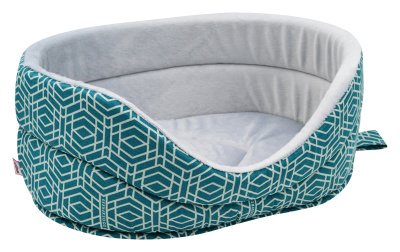Лежанка (Зооэкспресс) бязь+плюш №2 Геометрия 43*30*16 см морская