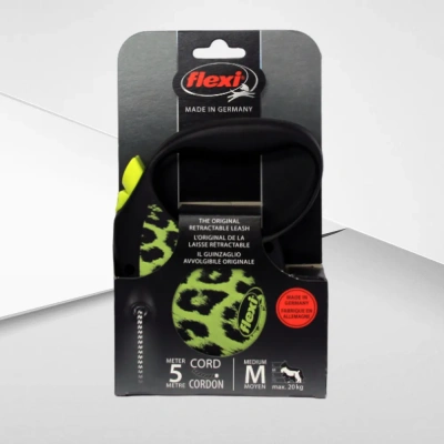 Рулетка (Flexi) Safari cord M трос 5м  20 кг желтый леопард фото