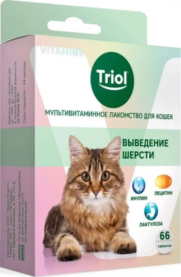 Triol 0,033кг Выведение шерсти мультивитаминное лакомство для кошек Triol 0,033кг Выведение шерсти мультивитаминное лакомство для кошек