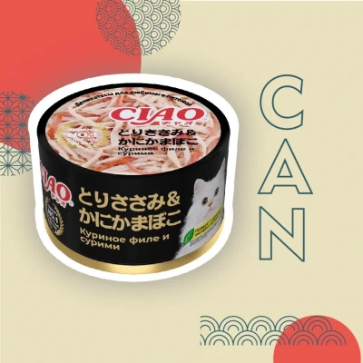 Inaba Ciao 0,085кг Куриное филе с сурими влажный корм для взрослых кошек фото