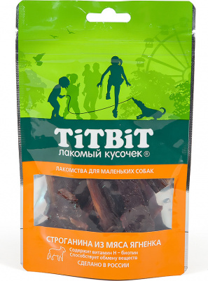 TiTBiT 0,05кг строганина из мяса ягненка для маленьких собак TiTBiT 0,05кг строганина из мяса ягненка для маленьких собак