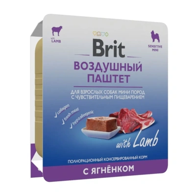Brit 0,1кг Воздушный паштет ягнёнок для собак мини пород с чувствительным пищеварением, ламистер (5060962) фото