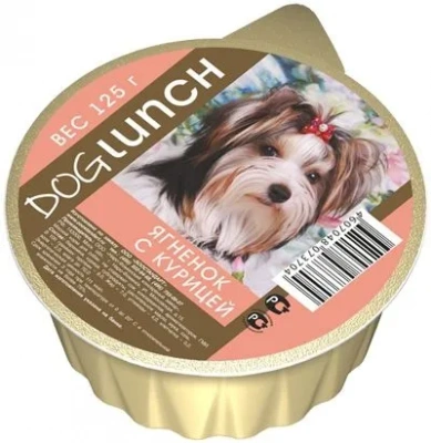 Дог Ланч 0,125кг крем-суфле ягненок с курицей ламистер консервы для собак (73704)