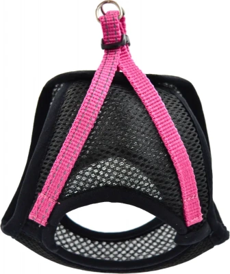 Шлейка (Зооэкспресс) 5742М FRESH LINE жилет S капрон, светоотражающая нить, сетка, черная с малиновым