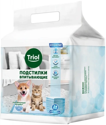 Подстилки (Triol) для туалета 45*60см (24шт) Подстилки (Triol) для туалета 45*60см (24шт)