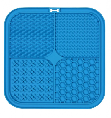 Силиконовая миска (PerseiLine) НА ПРИСОСКАХ для лизания, медленного кормления 20х20х1 голубой