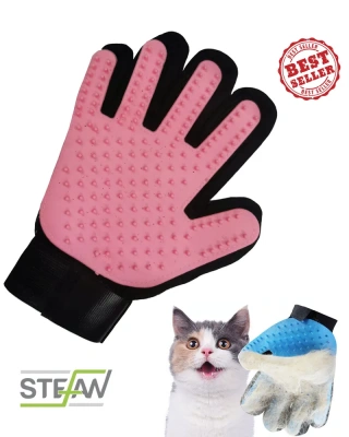 Перчатка (Stefan) PMG-1201PNK массажная для вычесывания шерсти животных, 23х17см, розовый  фото