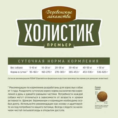 Деревенские лакомства Холистик Премьер 7кг утка с рисом для собак средних и крупных пород (79213454) фото
