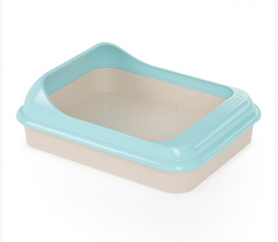 Туалет (Zoo Plast) Мур-мяу с бортом, голубой (45,5*35,5*16см)                                         