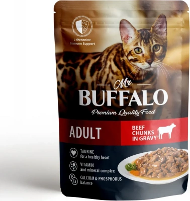 Баффало Mr.Buffalo Adult Cat 0,085кг говядина в соусе влажный для кошек (790099) фото Баффало Mr.Buffalo Adult Cat 0,085кг говядина в соусе влажный для кошек (790099) фото