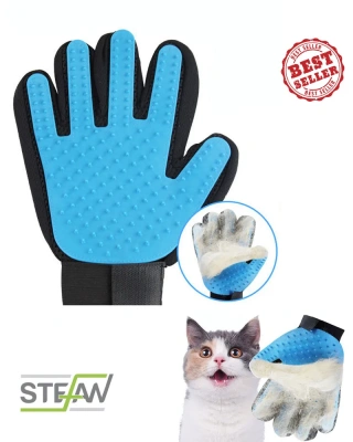 Перчатка (Stefan) PMG-1201BL массажная для вычесывания шерсти животных, 23х17см, голубой 