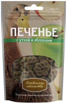 Деревенские лакомства 0,1кг печенье с уткой и яблоками (72504024) фото